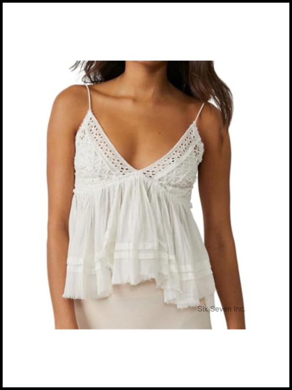 V-Neck Spaghetti Strap Peplum Cami Tank Top Ruffled Open Back